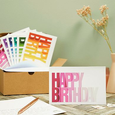 144 Pack Boxed Birthday Cards Assortment With Envelopes, 6 Designs, 4x6 In