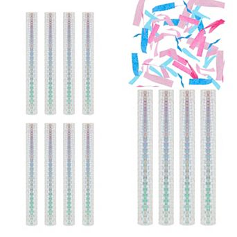 12 Pack Gender Reveal Confetti Wands, Pink And Blue Confetti Flutter Sticks