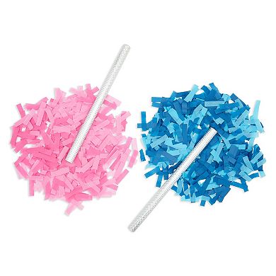12 Pack Gender Reveal Confetti Wands, Pink And Blue Confetti Flutter Sticks