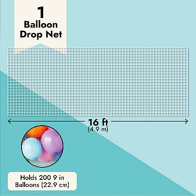 Balloon Drop Net For Ceiling Release At Birthdays, Graduation, New Year 15.75 Ft