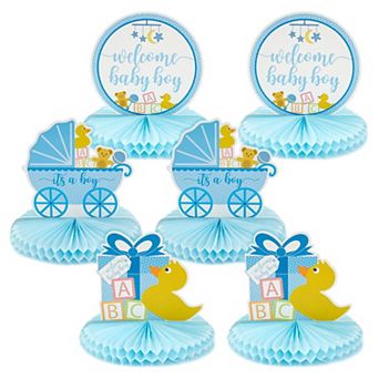 6 Pack Boy Baby Shower Table Decorations, Duck Honeycomb Centerpieces