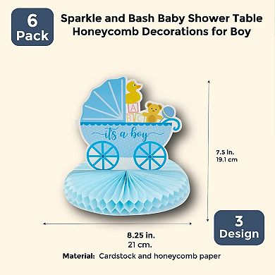 6 Pack Boy Baby Shower Table Decorations, Duck Honeycomb Centerpieces