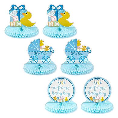 6 Pack Boy Baby Shower Table Decorations, Duck Honeycomb Centerpieces