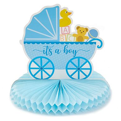 6 Pack Boy Baby Shower Table Decorations, Duck Honeycomb Centerpieces