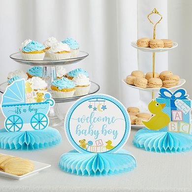 6 Pack Boy Baby Shower Table Decorations, Duck Honeycomb Centerpieces