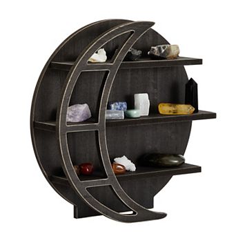 Wood Crystal Display Shelf For Stones, Rustic Home Décor Wall Bathroom, 12x12x3"