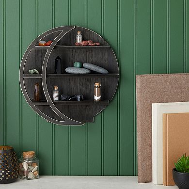 Wood Crystal Display Shelf For Stones, Rustic Home Décor Wall Bathroom, 12x12x3"