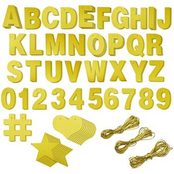 Diy Gold Glitter Banner Kit With Letters, Numbers, And Symbols (130 Pcs)