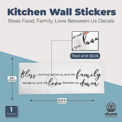 Removable Kitchen Wall Stickers, Bless Food, Family, Love Between Us Decals