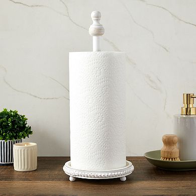 Wooden Rustic Paper Towel Holder For Kitchen Organization, Countertop, 6.5x16 In