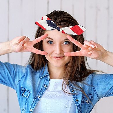 12 Pack 4th Of July American Flag Patriotic Bowknot Bandana Headbands One Size
