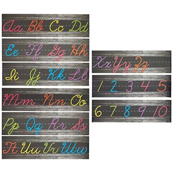 9x Bulletin Board Borders Number & Cursive Alphabet Letter Wall Strap for Class