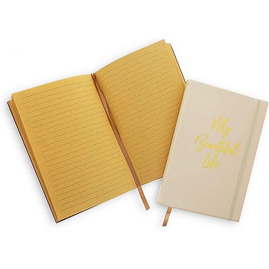 2 Pack Inspirational Faux Leather Notebook Journal, Kraft Lined Pages, 5.4x8.3