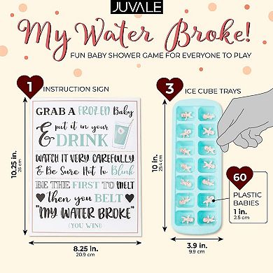 My Water Broke Baby Shower Game With 60 Mini Plastic Babies, 3 Ice Cube Trays