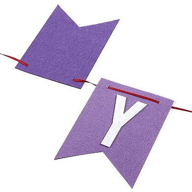8 Feet Rainbow Happy Birthday Banner With 3 Felt Pennant Flag Banners (6 Feet)
