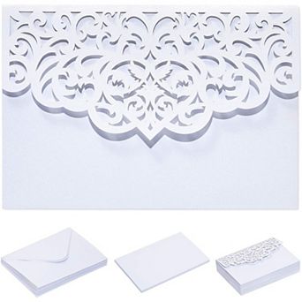 White Laser Cut Wedding Invitations With Envelopes (7.15 X 4.95 in 24 Pack)