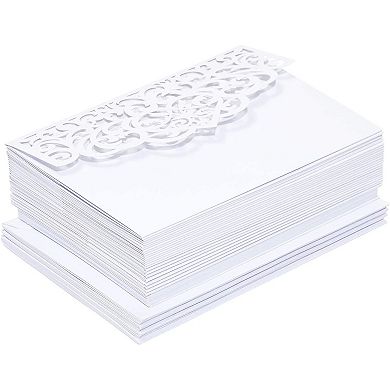 White Laser Cut Wedding Invitations With Envelopes (7.15 X 4.95 In, 24 Pack)