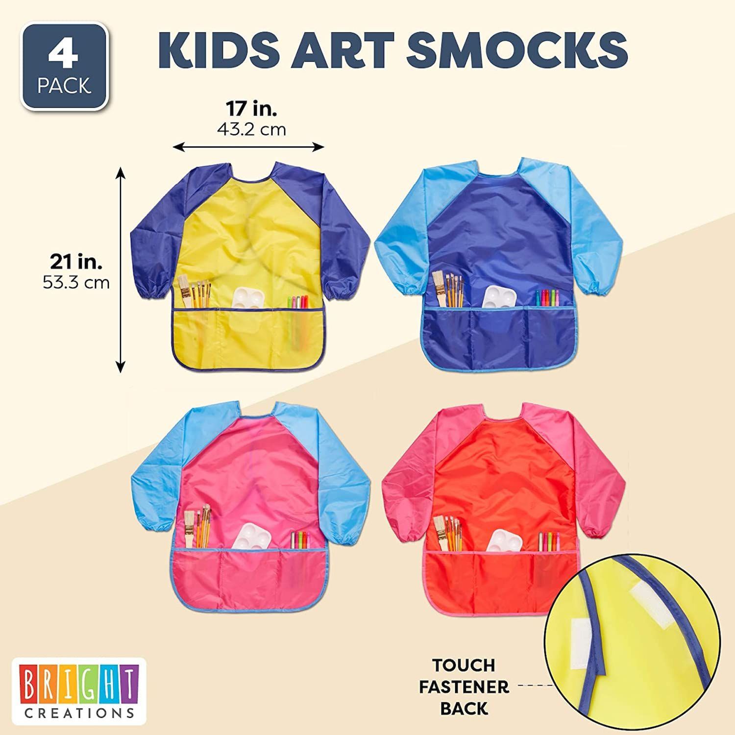 Kids Painting Apron Waterproof Long Sleeves With Pockets Artist Apron For Boys And Girls 8-12 Years Pink Betterlifefg | UK