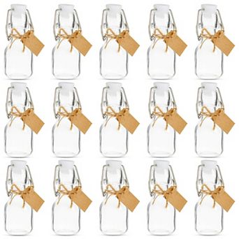 15 Pack Small Swing Top Glass Bottles With Lids, 2 Oz/ 60 Ml With Tags And Twine