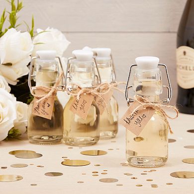 15 Pack Small Swing Top Glass Bottles With Lids, 2 Oz/ 60 Ml With Tags And Twine