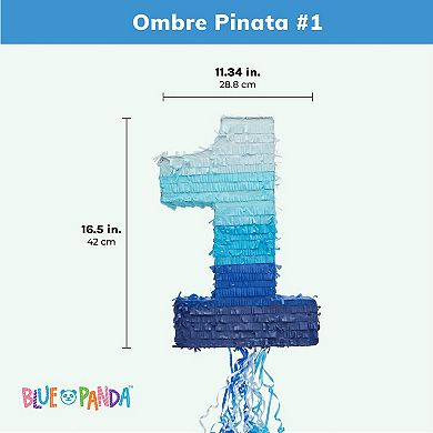 Number 1 Pull String Pinata, Blue 1st Birthday Decorations For Boys, 16.5x11.5"