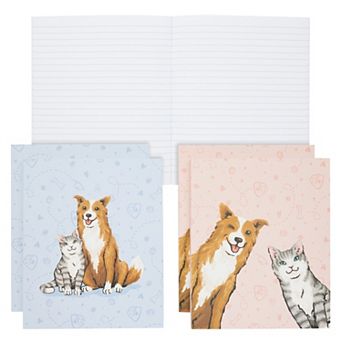 4 Pack Lined Veterinarian Journal For Veterinary Gifts, Cat And Dog, 6.75 X 8.25
