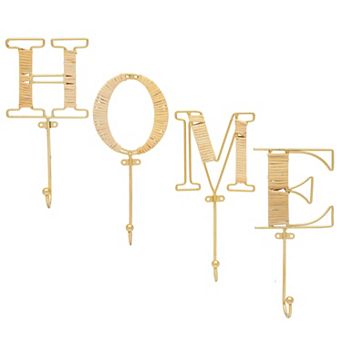 4 pc Home Letter Decorative Wall Hooks For Home Decor, Key Storage, 4 X 10 in