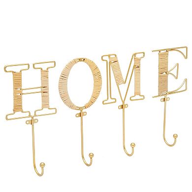 4 Piece Home Letter Decorative Wall Hooks For Home Decor, Key Storage, 4 X 10 In