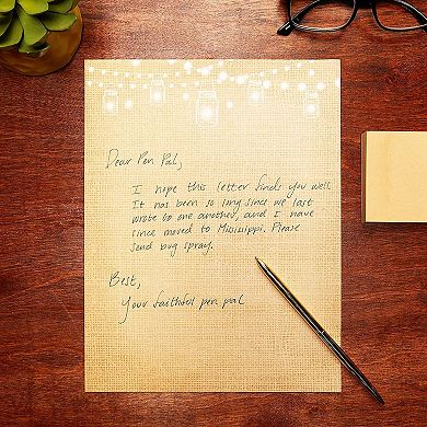 Mason Jar And String Light Rustic Stationery Set (letter Size, 100 Sheets)