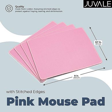 4 Pack Pink Mouse Pad Stitched Edge For Laptop Computer Pc Gaming Rubber 11x8.7”