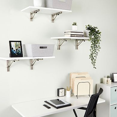 2x Folding Shelf L Brackets with Locking Hinge, Wall Mounted, 14 x 6.5"