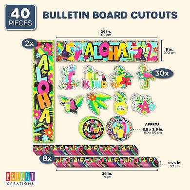 Tropical Classroom Bulletin Board Cutouts, Colorful Chalkboard Borders (40 Pcss)