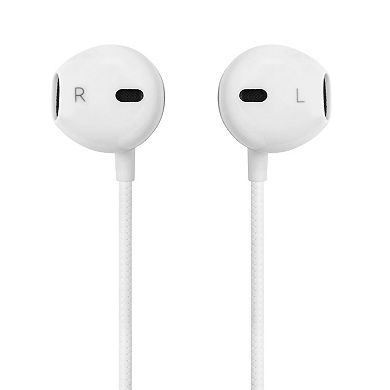 Wired Headphones With Microphone, 3.5mm Half In Ear W In Line Controller, White