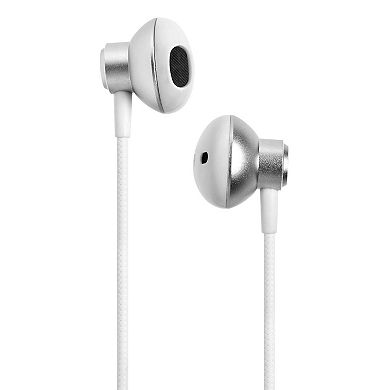 Wired Headphones With Microphone, 3.5mm Half In Ear W In Line Controller, White