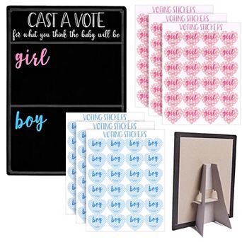 Gender Reveal Game For Baby Showers W Voting Stickers, Cast Your Vote Sign