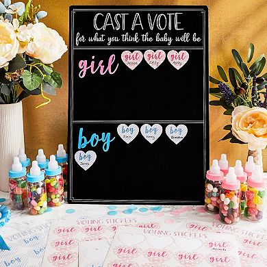 Gender Reveal Game For Baby Showers W Voting Stickers, Cast Your Vote Sign