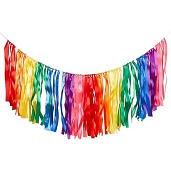 10 Foot Rainbow Birthday Decorations, Hanging Fringe Garland, 14 X 118 in