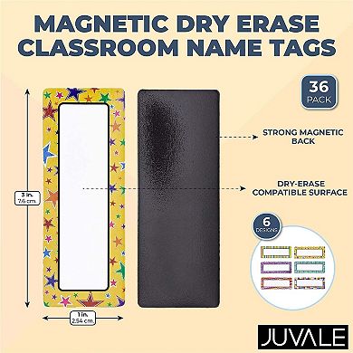 36 Pack Dry Erase Magnetic Dry Erase Name Tags For Classroom, 3 X 1 Inches
