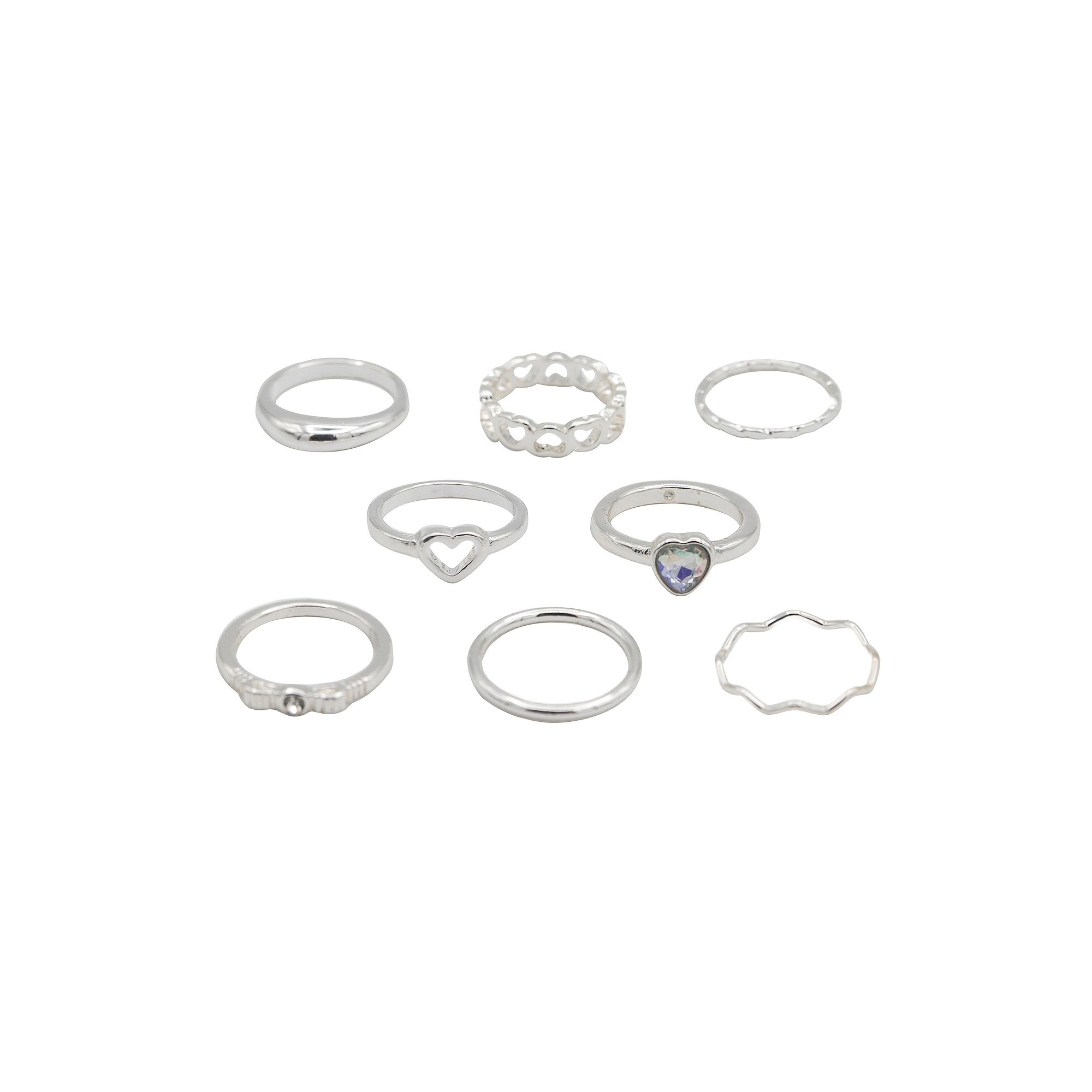 Girls Limited Too 8-Piece Ring Set, Girls, Silver Heart