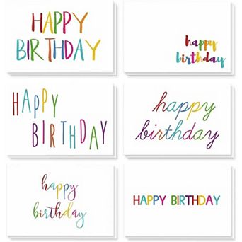 48 Pack Blank Birthday Cards With Envelopes For Kids, Adults, 6 Designs, 4 X 6"