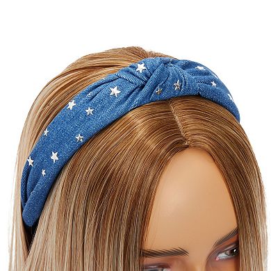 3 Pack Top Knot Headband For Women Girls, Fashion Denim Hairband Accessory Gift