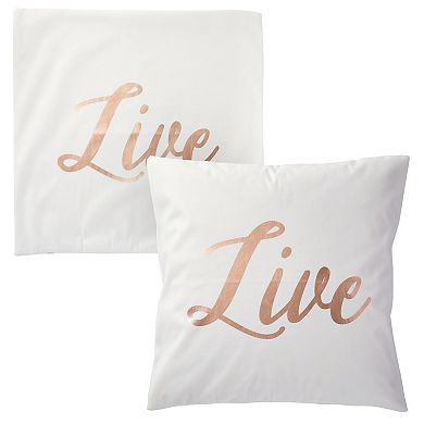 Set Of 4 Throw Pillow Covers 20x20", Rose Gold Live Laugh Love Decor Couch Case