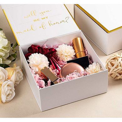 2 Bridesmaid Proposal Box And 1 Maid Of Honor Proposal Gift Box, Moh Presents