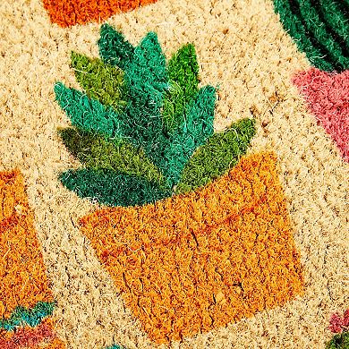 Juvale Natural Coco Coir Door Mat With Cactus Design For Outside, 17 X 30 Inch