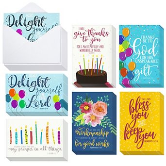 48 Pack Bible Verse Birthday Cards For Christian Religions With Envelopes, 4x6"