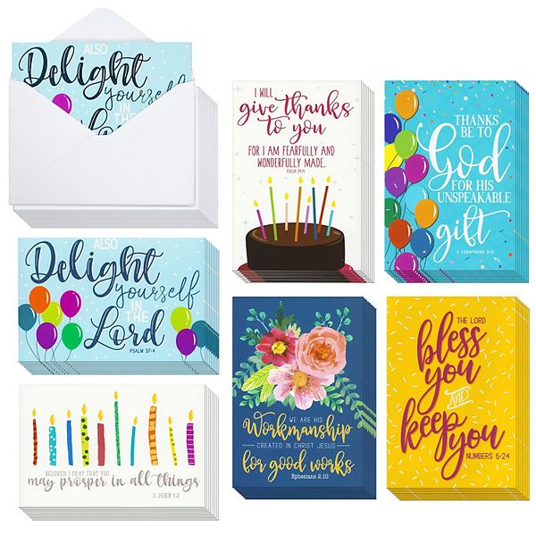 48 Pack Bible Verse Birthday Cards For Christian Religions With