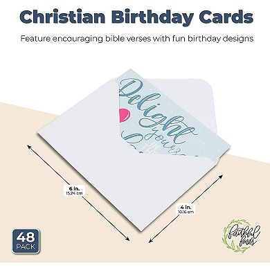 48 Pack Bible Verse Birthday Cards For Christian Religions With Envelopes, 4x6"