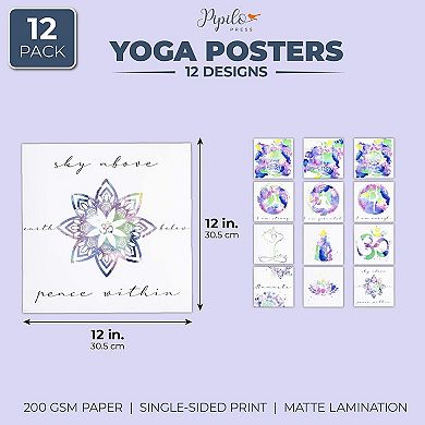 Meditation Chakra Posters Wall Decor (12 X 12 In, 12 Pack)