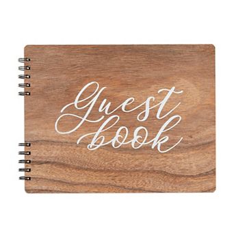 Rustic Style Wooden Guest Book For Wedding Reception, Baby Shower, 11.25x8.75 In