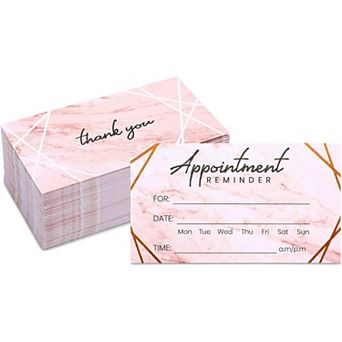Appointment Reminder Cards, Marble And Rose Gold Foil Design (100 Pcs)